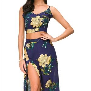 Crop top and slit maxi skirt